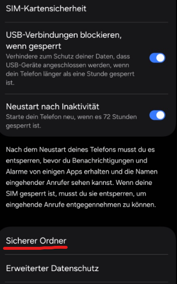 Sicherer Ordner auswählen