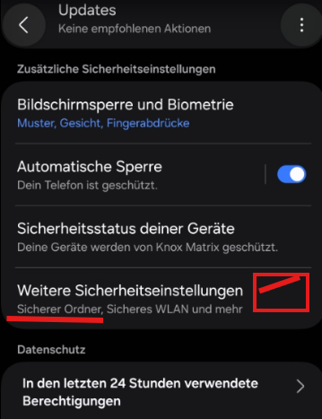 Weitere Sicherheitseinstellungen