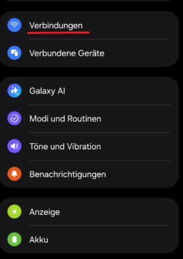 S25 Ultra Schritt 1 - Verbindungen