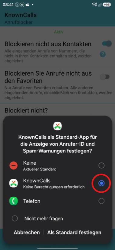 Systemdialog Bestätigung